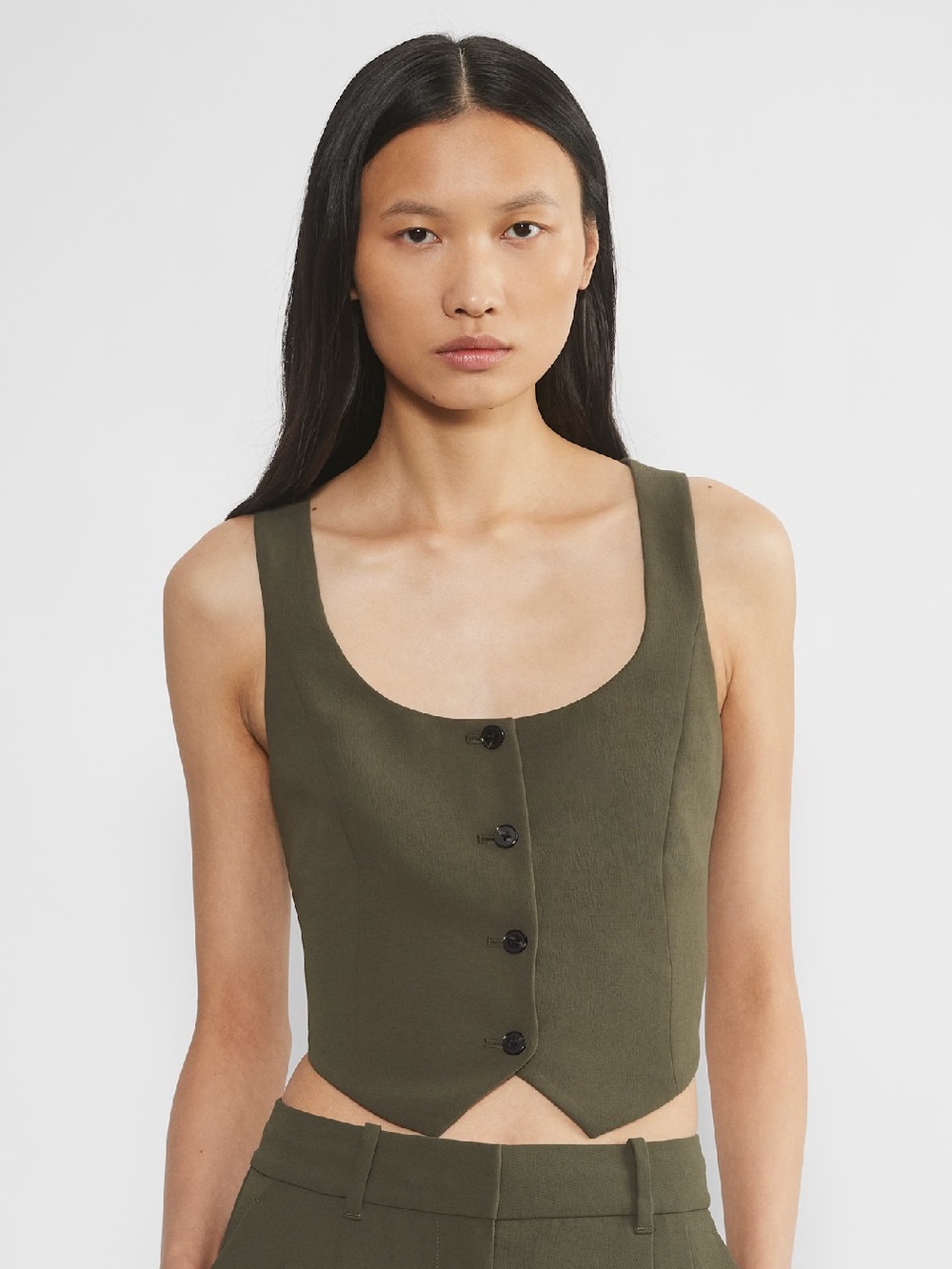 Aritzia Wilfred Rocco Vest Dark Olive 6